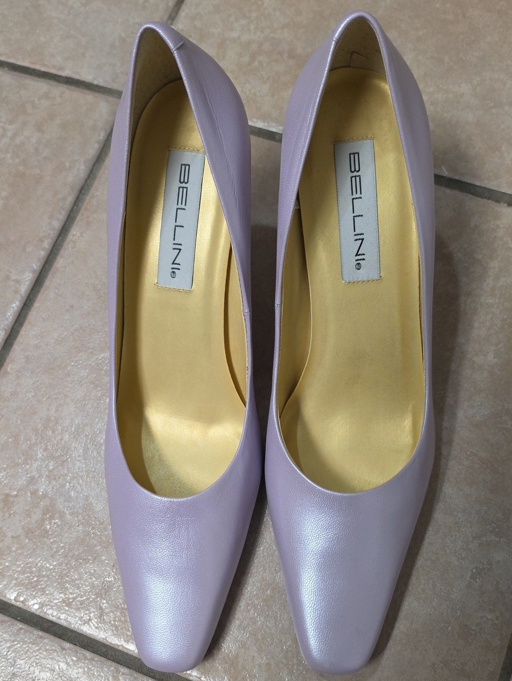 NWOT VTG Bellini Chantily Lavender Leather Square Toe Pumps Heels Sz 12M